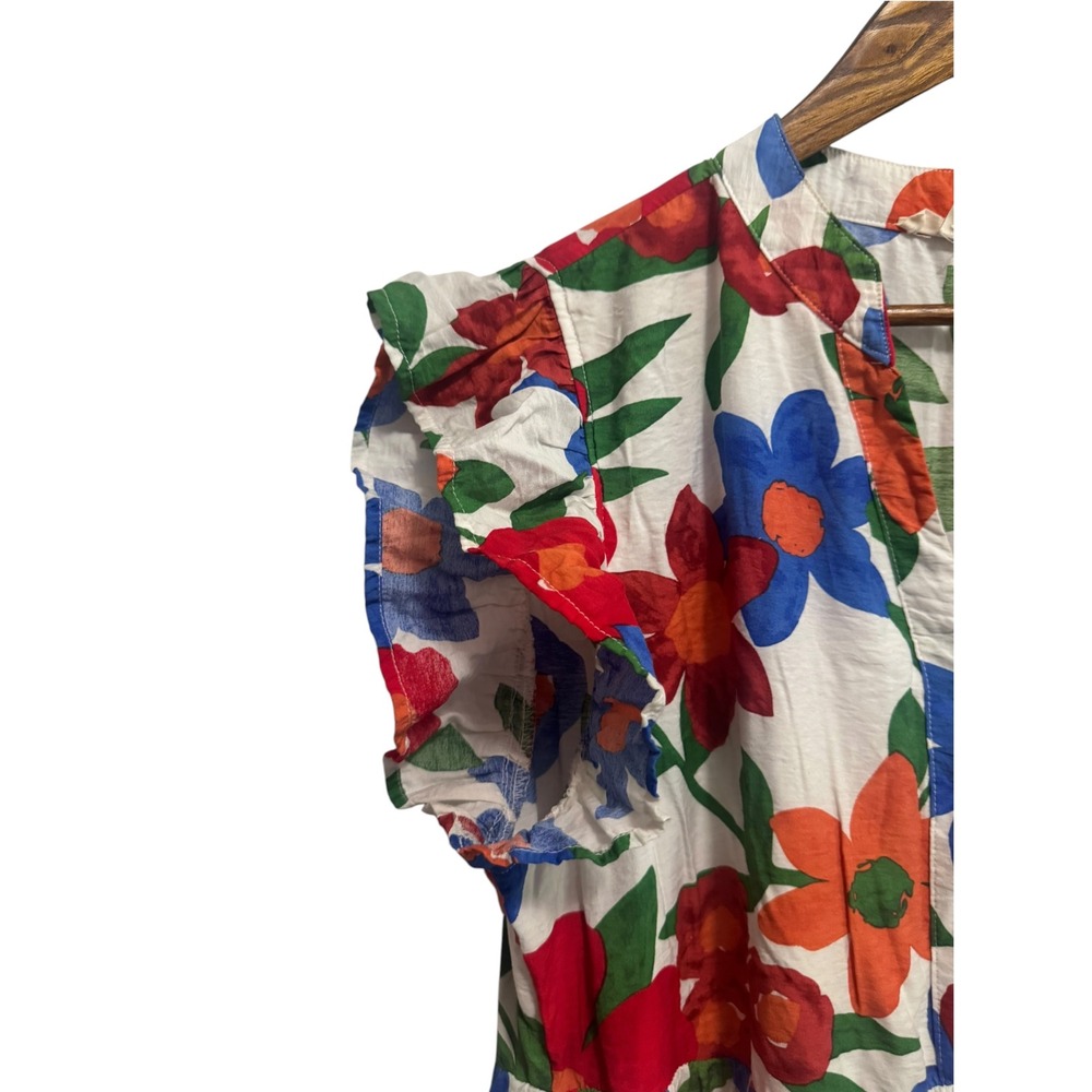 Entro Tiered Midi Dress Womens XL White Floral Excellent Ruffle Sleeve D17567P - Picture 2 of 7